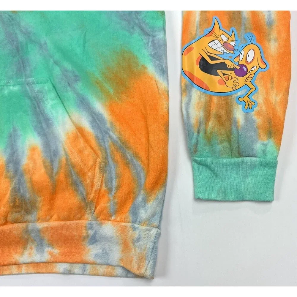 Nickelodeon Tie Dye Mens Medium Pullover Hoodie Sweatshirt Catdog Ren & Stimpy - Picture 8 of 12
